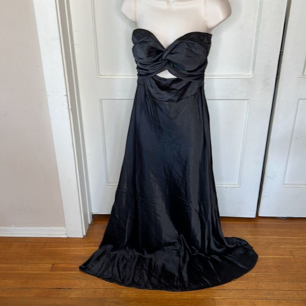 Princess Polly AHNA MAXI DRESS BLACK Satin Sleeveless Nwot Size 2